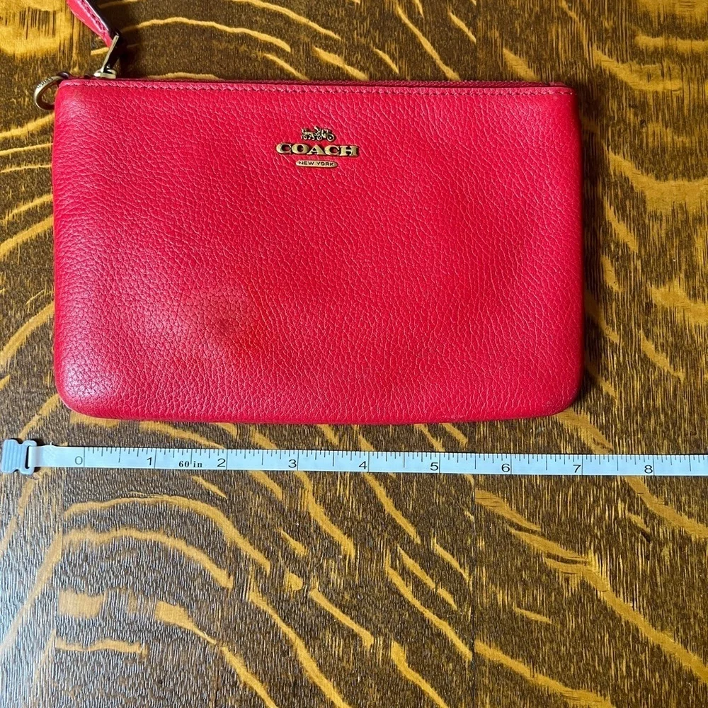 Coach Red Pebbled Leather Wristlet